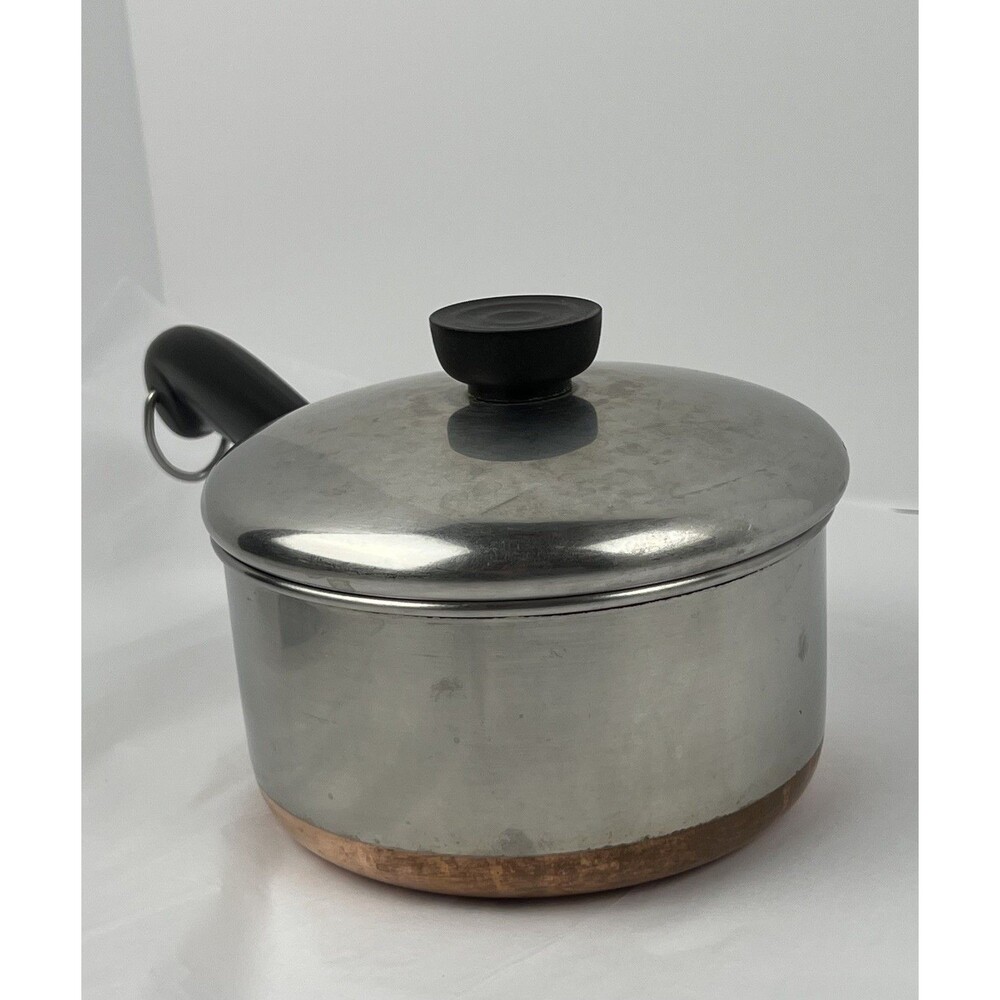VINTAGE Revere Ware 1 1/2 Quart Qt  Saucepan With Lid  U.S.A. Copper Bottom